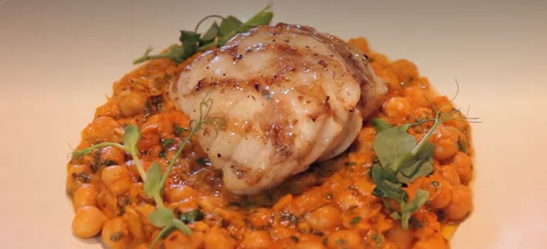 Monk Fish & Curried Chickpea Charcoal Oven Recipe