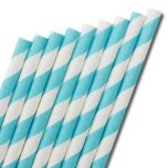 Paper Straw 8 Inch Light Blue Stripe Pack of 250