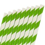 Paper Straw 8 Inch Green Stripe Pack of 250