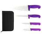 5 Piece Allergen Purple Chefs Knife Set With Carry Case