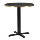 Artisano Black Pietra Grigia With Gold ABS Edge Round Table Top 800mm with Atlas Small Black Dining Height Base