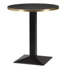 Artisano Black Pietra Grigia With Gold ABS Edge Round Table Top 800mm with Hudson Small Square Black Dining Height Base