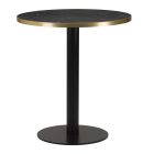 Artisano Black Pietra Grigia With Gold ABS Edge Round Table Top 800mm with Titan Small Round Black Dining Height Base