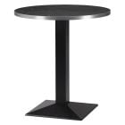 Artisano Black Pietra Grigia With Silver ABS Edge Round Table Top 800mm with Hudson Square Black Dining Height Base