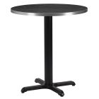 Artisano Black Pietra Grigia With Silver ABS Edge Round Table Top 800mm with Atlas Small Black Dining Height Base