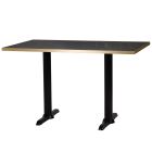 Artisano Black Pietra Grigia With Gold ABS Edge Rectangular Table Top with Atlas Twin Base 1200 x 700mm
