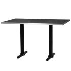 Artisano Black Pietra Grigia With Silver ABS Edge Rectangular Table Top with Atlas Twin Base 1200 x 700mm
