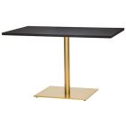 Artisano Dark Brown Sorano Oak Rectangular Table Top With Midas Brass Single Base 1200 x 700mm