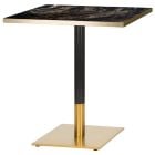 Artisano Formica Marbled Cappuccino Square Table Top 800mm With Midas Brass/Black Base