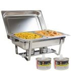Chafing Dish Gastronorm GN 1/1 9 Litre Stainless Steel & 2x Gastronorm GN 1/2 65mm