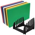 Low Density Chopping Board Set With Rack 18 x 12 x 0.5" (Set of 6)