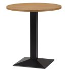 Artisano Natural Lancaster Oak Round Table Top 800mm with Hudson Square Small Black Dining Height Base