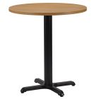 Artisano Natural Lancaster Oak Round Table Top 800mm with Atlas Small Black Dining Height Base
