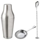 Stainless Steel Cocktail Set - French Cocktail Shaker, Bar Spoon & Julep Strainer