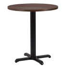 Artisano Tobacco Pacific Walnut Round Table Top 800mm with Atlas Small Black Dining Height Base