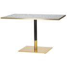 Artisano White Carrara Marble Rectangular Table Top With Midas Brass/Black Single Base 1200 x 700mm