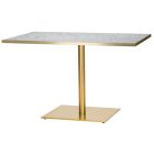 Artisano White Carrara Marble Rectangular Table Top With Midas Brass Single Base 1200 x 700mm