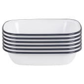 Enamel Pie Dish Rectangular Grey Rim 16 x 12cm (Pack of 6)