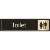 Gold On Black Door Sign - Toilet 43x178