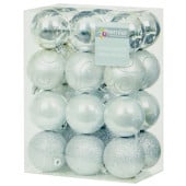 Christmas Baubels Mixed Finish 60m Silver (Pack of 24)