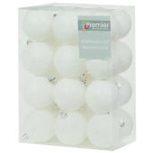 Christmas Baubels Mixed Finish 60mm White (Pack of 24)