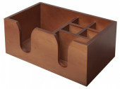 Walnut Effect Bar Caddy with 6 Compartments