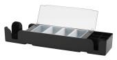 Black Condiment, Garnish & Napkin Dispenser with 4 Compartments