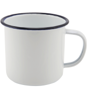 Enamel Mug White with Blue Rim 360ml/12.5oz