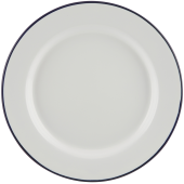 Enamel Wide Rim Plate White & Blue 26cm/10.25"
