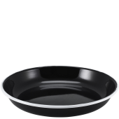 Enamel Rice/Pasta Plate Black with White Rim 20cm/8"