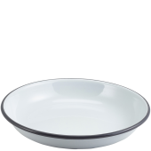 Enamel Rice/Pasta Plate White with Grey Rim 20cm/8"