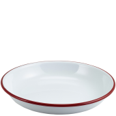 Enamel Rice/Pasta Plate White with Red Rim 20cm/8"