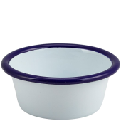 Enamel Ramekin White with Blue Rim 8cm 90ml/3.2oz