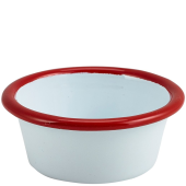 Enamel Ramekin White with Red Rim 8cm 90ml/3.2oz