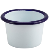 Enamel Ramekin White with Blue Rim 7cm 90ml/3.2oz