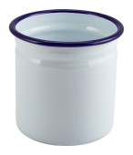 Enamel Cutlery Holder White with Blue Rim 11.5cm/4.5"