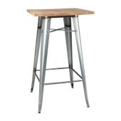 Bolero Bistro Bar Table with Wooden Top Galvanised Steel