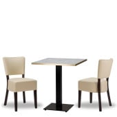 Alto Ivory Side Chair x2 With 700mm Square White Carrara Gold ABS Table