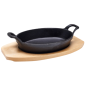 Cast Iron Sizzle Dish & Trivet Set Oval 21cm