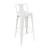 Bolero Bistro Steel High Stool with Backrest White (Pack of 4)
