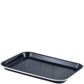 Enamel Serving Tray - Black With White Rim 33.5x23.5cm/13.25x9.25"