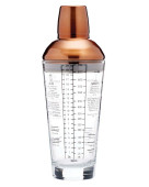BarCraft Copper Finish Glass Cocktail Shaker 650ml
