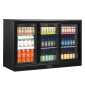 Tefcold Back Bar Bottle Cooler Beer Fridge Triple Sliding Door 300 Litre