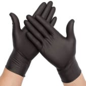 Disposable Nitrile Gloves Powder Free Black Large (Pack of 100)