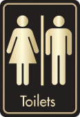 Buzz DM081 Gold on Black Bar Signs 128x83mm - Toilets