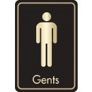 Buzz DM083 Gold On Black Bar Signs 128x83 - Gents Toilet Sign