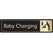 Gold On Black Door Sign - Baby Change 43x178