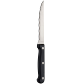 Black Handled Steak Knife Full Tang Serrated Pointed Tip (Pack of 12)