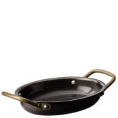 Black Vintage Steel Oval Dish 12.5cm/16.5" (Pack of 6)
