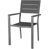 Bolero Valletta Grey Slatted Arm Chair (Pack of 4)